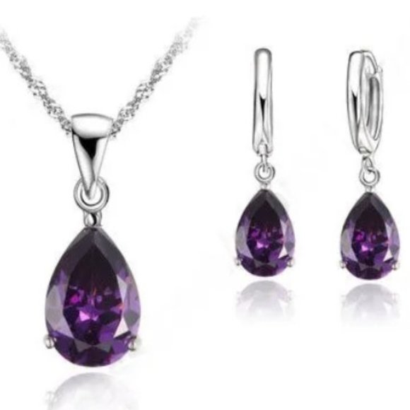 Jewelry - ❤️ Earrings Chain Necklace Elegant Set Bundle Square 925 Sterling Silver Gift